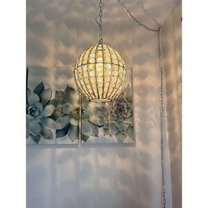 Y2K Jeweled Globe Swag Lamp Blue Green Acrylic Hanging Light 10"